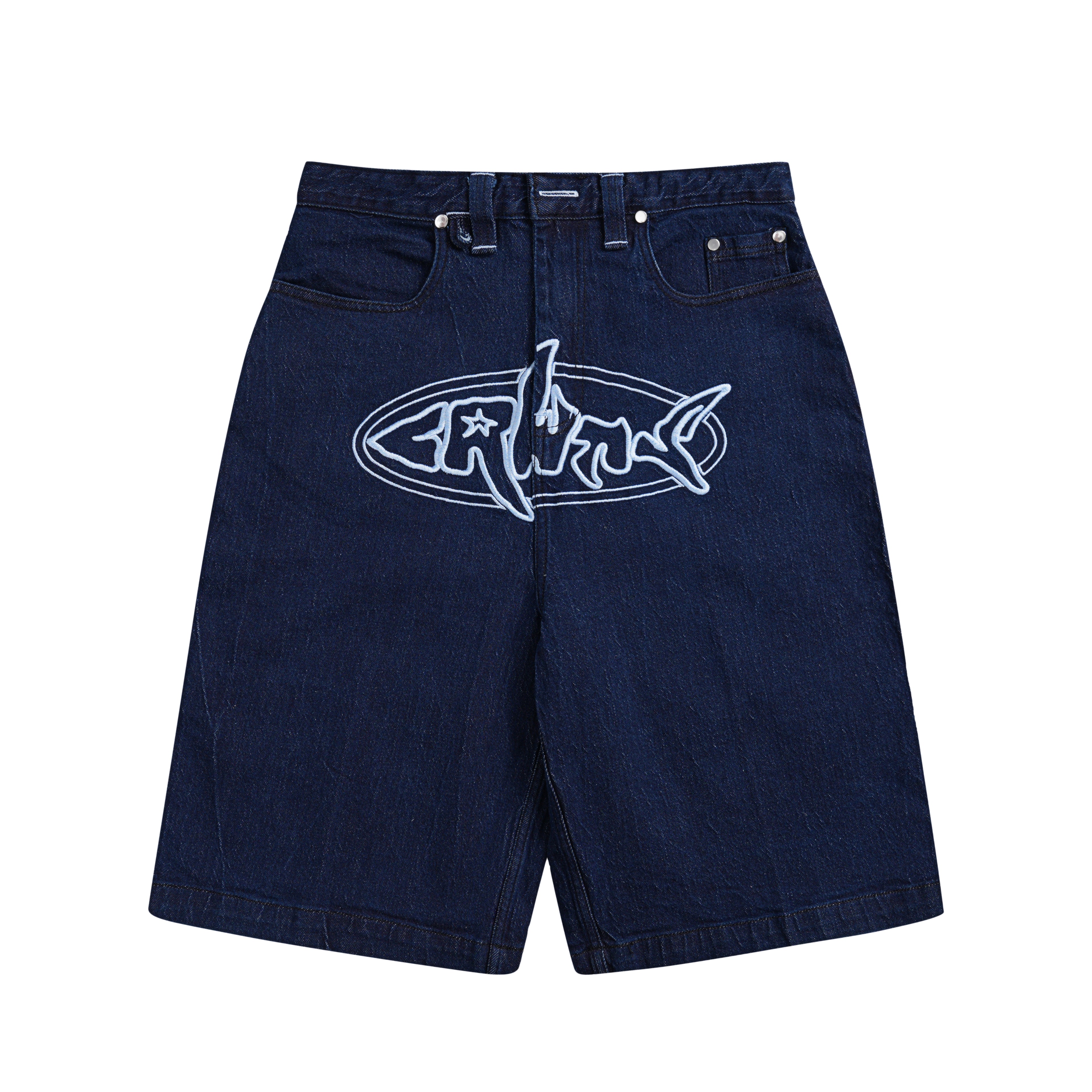 Embroidery Denim Jorts - CRUEHAWTS