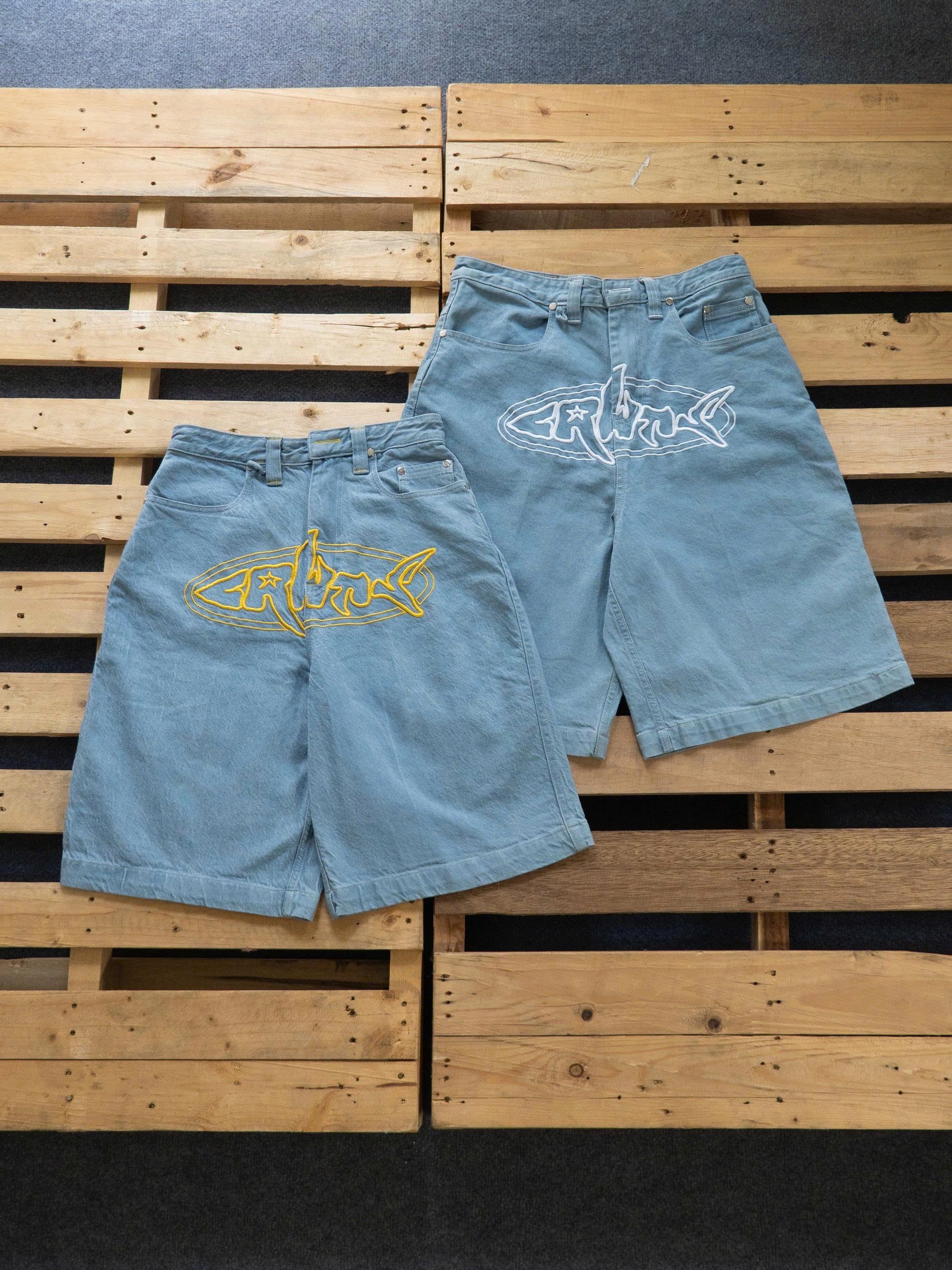 Embroidery Denim Jorts - CRUEHAWTS